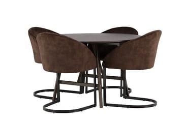 Kaseidon Spisegruppe 100 cm Rund med 4 Evening Stoler - Sort - Møbler - Bord - Spisegruppe