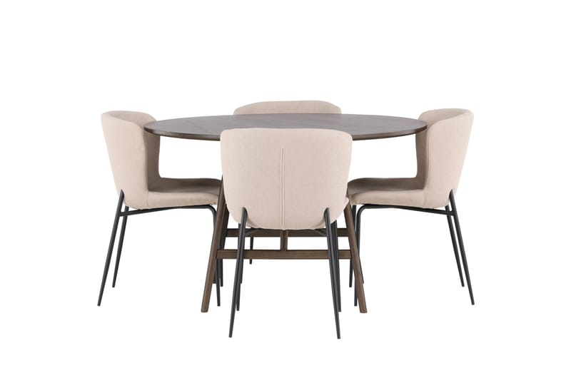Kaseidon Spisegruppe 100 cm Rund med 4 Modesto Stoler, Beige