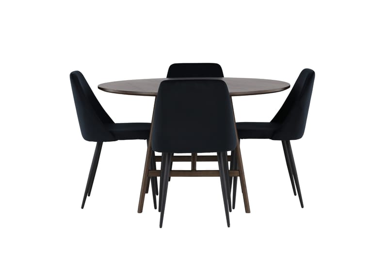 Kaseidon Spisegruppe 100 cm Rund med 4 Night Stoler, Sort