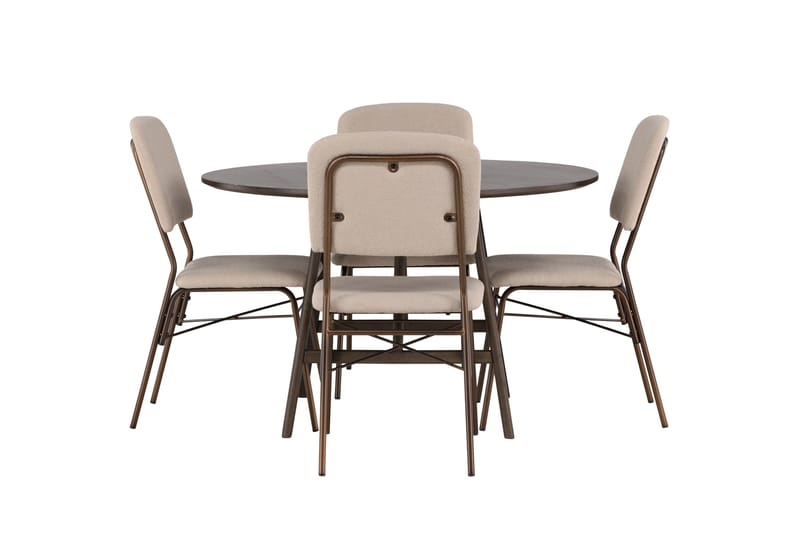 Kaseidon Spisegruppe 100 cm Rund med 4 Seda Stoler, Beige