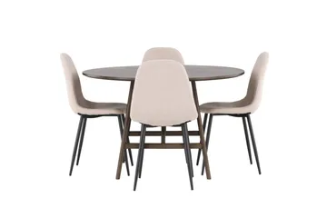 Kaseidon Spisegruppe 100 cm Rund med 4 Polar Stoler - Beige - Møbler - Bord - Spisegruppe