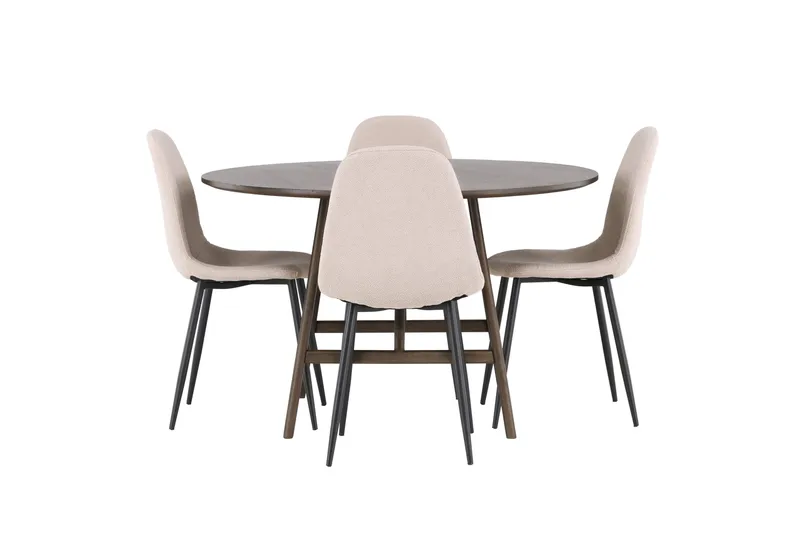Kaseidon Spisegruppe 100 cm Rund med 4 Polar Stoler, Beige