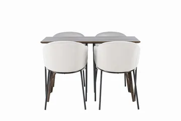 Kaseidon Spisegruppe 120 cm Rektangulær med 4 Evelina Stoler - Sort - Møbler - Bord - Spisegruppe