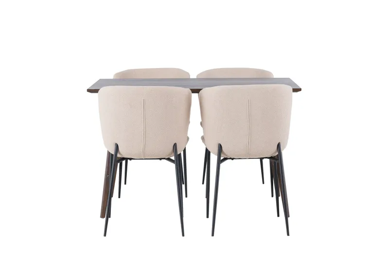 Kaseidon Spisegruppe 120 cm Rektangulær med 4 Modesto Stoler, Beige