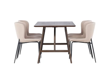 Kaseidon Spisegruppe 120 cm Rektangulær med 4 Modesto Stoler - Beige - Møbler - Bord - Spisegruppe