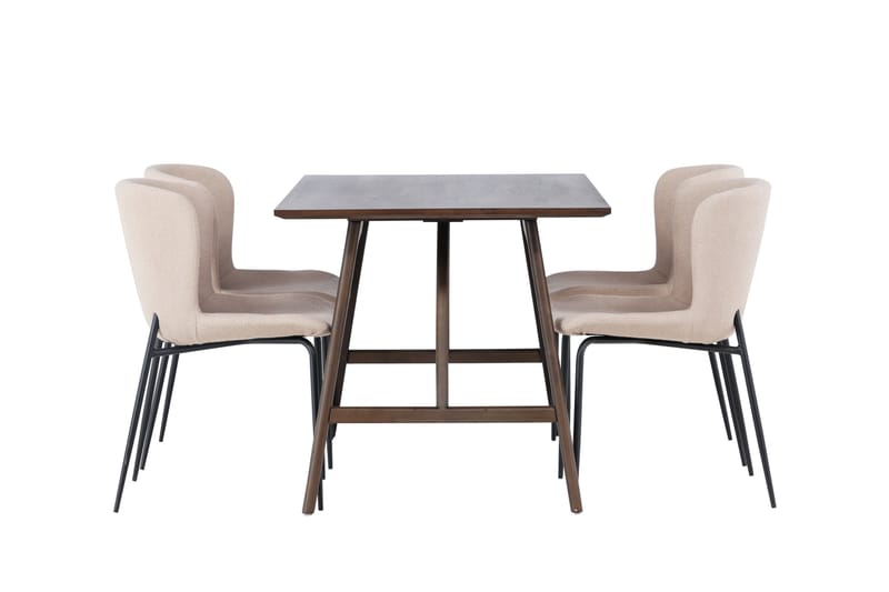 Kaseidon Spisegruppe 120 cm Rektangulær med 4 Modesto Stoler - Beige - Møbler - Bord - Spisegruppe