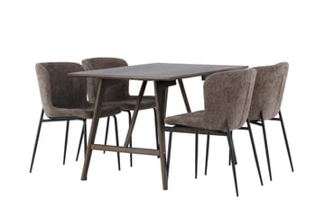 Kaseidon Spisegruppe 120 cm Rektangulær med 4 Modesto Stoler - Mørkebrun - Møbler - Bord - Spisegruppe
