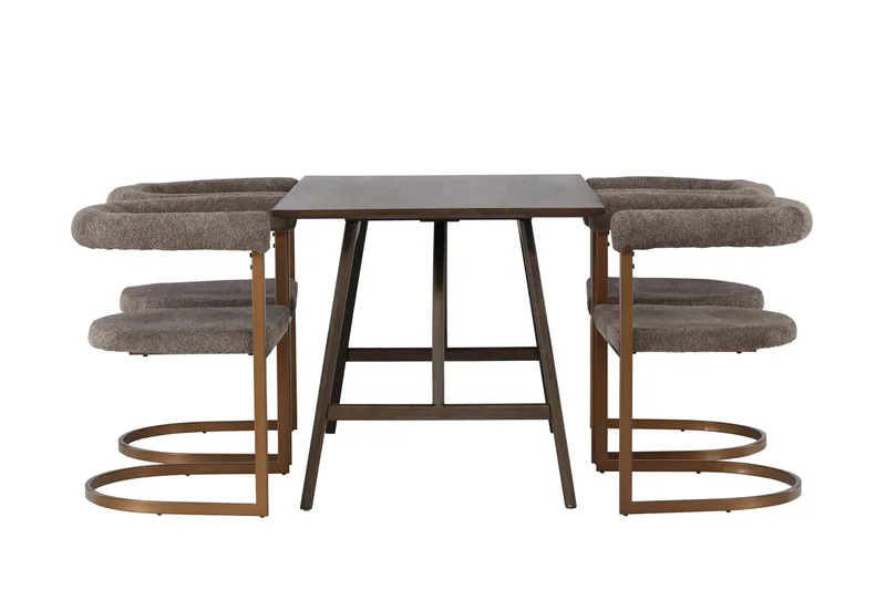 Kaseidon Spisegruppe 120 cm Rektangulær med 4 Morning Stoler - Brun - Møbler - Bord - Spisegruppe