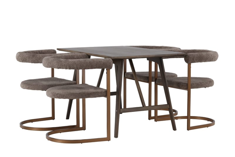 Kaseidon Spisegruppe 120 cm Rektangulær med 4 Morning Stoler - Brun - Møbler - Bord - Spisegruppe