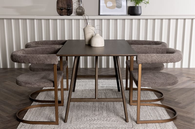 Kaseidon Spisegruppe 120 cm Rektangulær med 4 Morning Stoler - Brun - Møbler - Bord - Spisegruppe