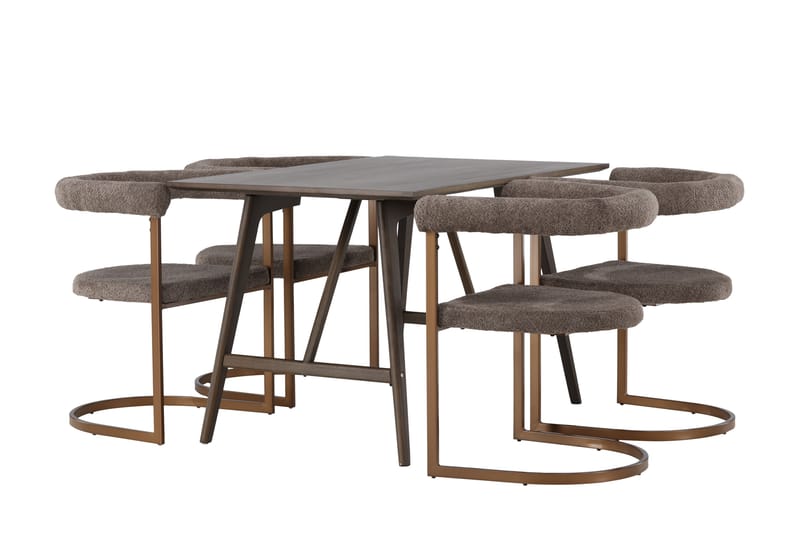 Kaseidon Spisegruppe 120 cm Rektangulær med 4 Morning Stoler - Brun - Møbler - Bord - Spisegruppe