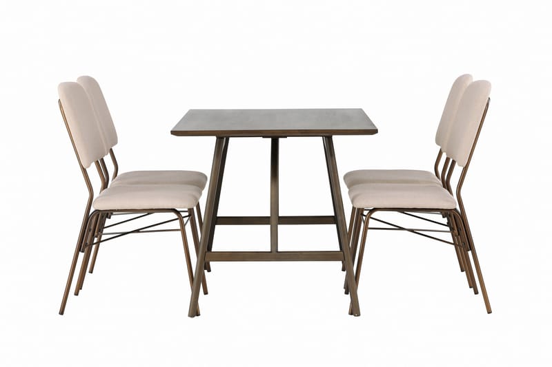 Kaseidon Spisegruppe 120 cm Rektangulær med 4 Seda Stoler - Beige - Møbler - Bord - Spisegruppe