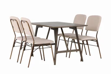 Kaseidon Spisegruppe 120 cm Rektangulær med 4 Seda Stoler - Beige - Møbler - Bord - Spisegruppe