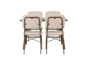 Kaseidon Spisegruppe 120 cm Rektangulær med 4 Seda Stoler - Beige - Møbler - Bord - Spisegruppe