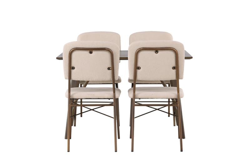 Kaseidon Spisegruppe 120 cm Rektangulær med 4 Seda Stoler, Beige