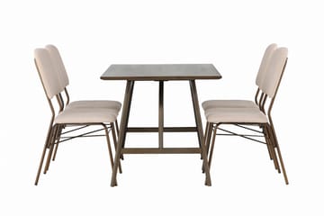 Kaseidon Spisegruppe 120 cm Rektangulær med 4 Seda Stoler - Beige - Møbler - Bord - Spisegruppe