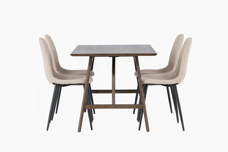 Kaseidon Spisegruppe 120 cm Rektangulær med 4 Polar Stoler - Beige - Møbler - Bord - Spisegruppe
