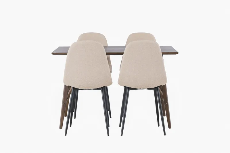 Kaseidon Spisegruppe 120 cm Rektangulær med 4 Polar Stoler, Beige