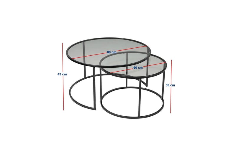 Kashiwa Stuebord 80 cm - Sort - Møbler - Bord - Sofabord & salongbord