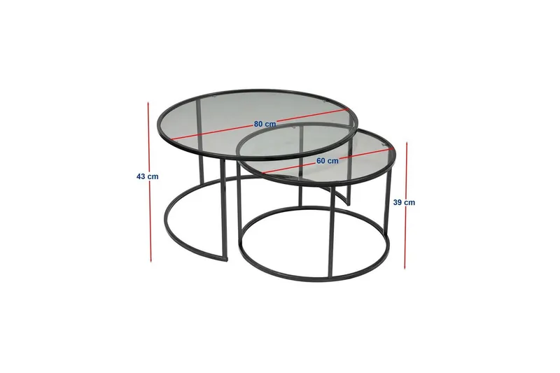 Kashiwa Stuebord 80 cm - Sort - Møbler - Bord - Sofabord & salongbord