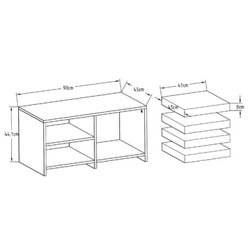 Kavon Sofabordsett 90x44,1x45 cm - Antrasitt - Møbler - Bord - Sofabord & salongbord