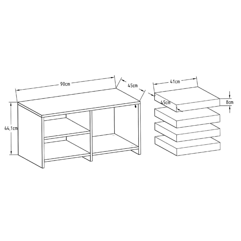 Kavon Sofabordsett 90x44,1x45 cm - Varm eik og safireik - Møbler - Bord - Sofabord & salongbord