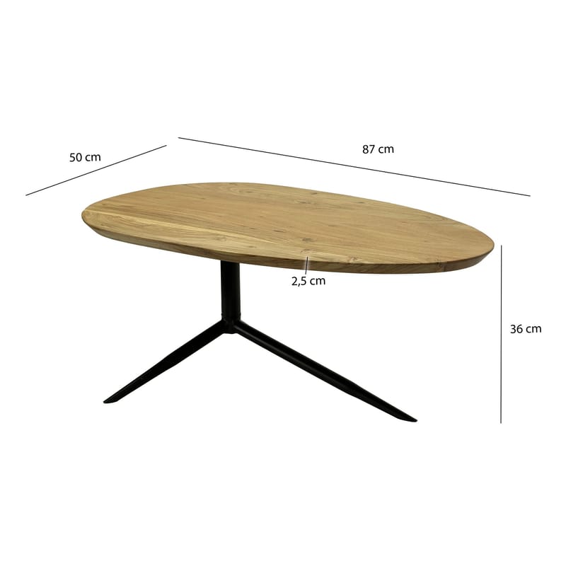 Kelora sofabord 87 cm oval - Naturfarget lysebrun/svart - Møbler - Bord - Sofabord & salongbord