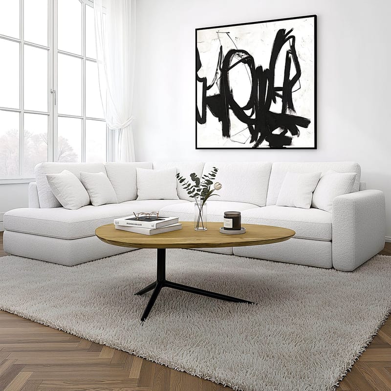 Kelora sofabord 87 cm oval - Naturfarget lysebrun/svart - Møbler - Bord - Sofabord & salongbord