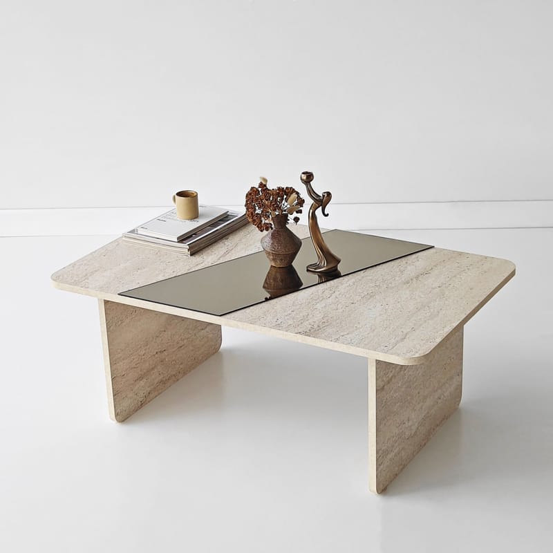 Kelrosin sofabord rektangulært - Bronzie og Travertin - Møbler - Bord - Sofabord & salongbord