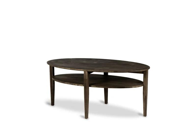Kenton Ovalt Sofabord 130x70 cm i heltre, Mørk brun