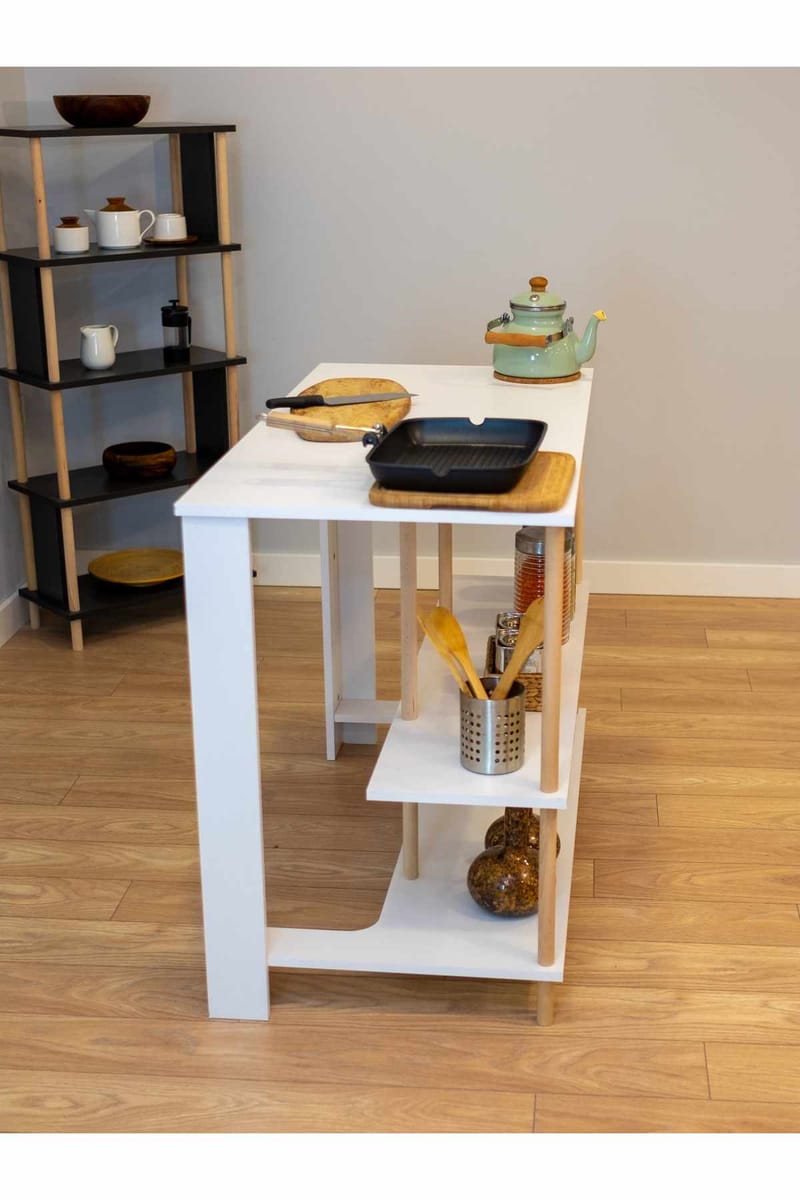 Kjøkkenøy Hanah Home Peka Island (120 x 89,5 x 60 cm) Hvit - Hvit - Møbler - Bord - Barbord & ståbord