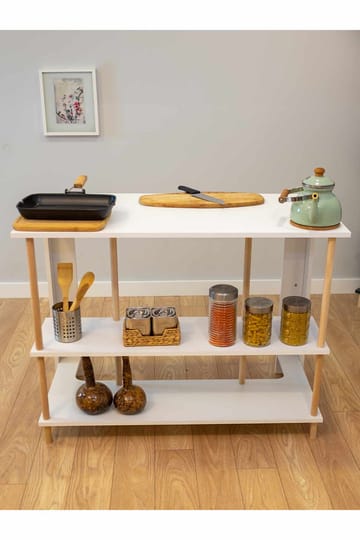 Kjøkkenøy Hanah Home Peka Island (120 x 89,5 x 60 cm) Hvit - Hvit - Møbler - Bord - Barbord & ståbord