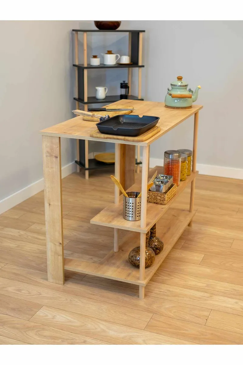 Kjøkkenøy Hanah Home Peka Island (120 x 89,5 x 60 cm) Sapphire Oak - Sapphire Oak - Møbler - Bord - Barbord & ståbord