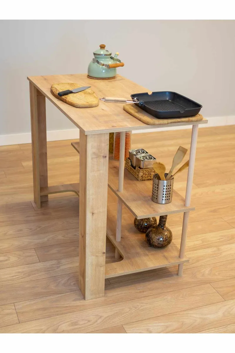 Kjøkkenøy Hanah Home Peka Island (120 x 89,5 x 60 cm) Sapphire Oak - Sapphire Oak - Møbler - Bord - Barbord & ståbord
