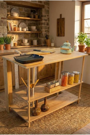 Kjøkkenøy Hanah Home Peka Island (120 x 89,5 x 60 cm) Sapphire Oak - Sapphire Oak - Møbler - Bord - Barbord & ståbord