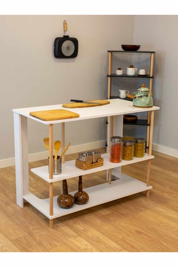 Kjøkkenøy Hanah Home Peka Island (120 x 89,5 x 60 cm) Hvit - Hvit - Møbler - Bord - Barbord & ståbord