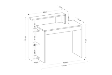 Uma Skrivebord 95x45 cm Brun - Hanah Home - Møbler - Bord - Kontorbord - Skrivebord