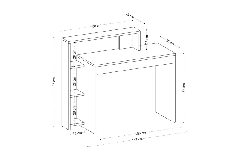 Trella Skrivebord 95x45 cm Hvit - Hanah Home - Møbler - Bord - Kontorbord - Skrivebord
