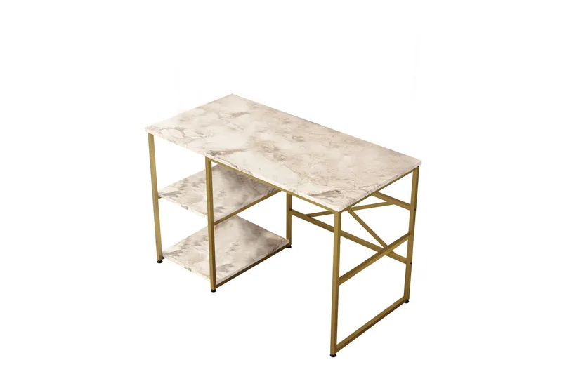 Juna Skrivebord 120x60 cm Hvit/Gull, Hanah Home