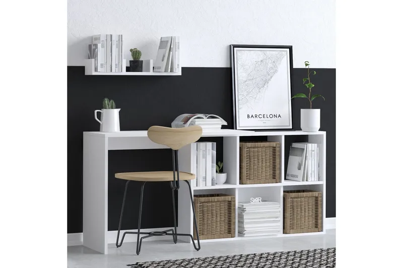 Kaus Skrivebord 74x45 cm Hvit/Brun - Hanah Home - Møbler - Bord - Kontorbord - Skrivebord