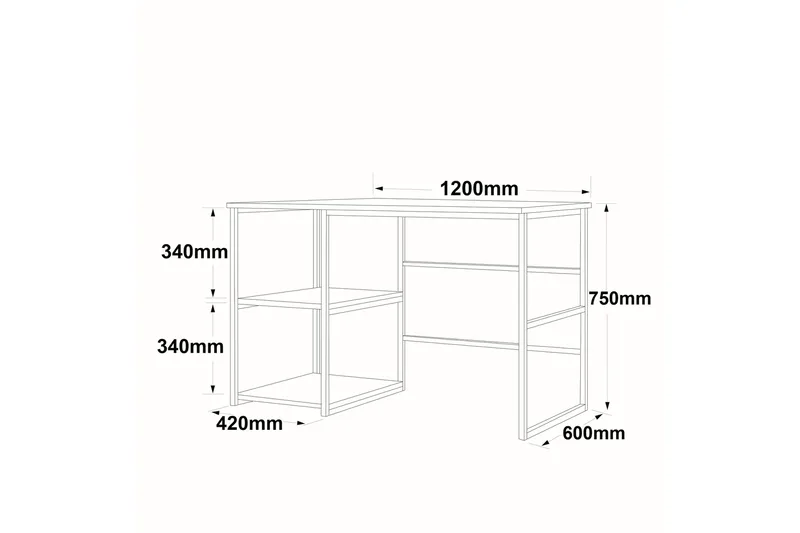 Juna Skrivebord 120x60 cm Hvit/Gull - Hanah Home - Møbler - Bord - Kontorbord - Skrivebord