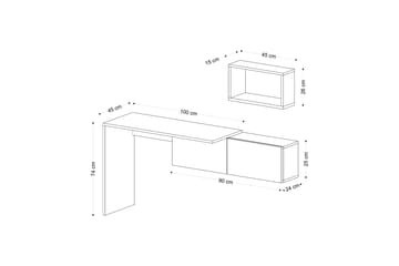 Tiff Skrivebord 74x45 cm Hvit/Brun - Hanah Home - Møbler - Bord - Kontorbord - Skrivebord