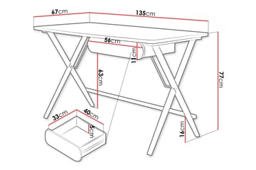 Aditiya Skrivebord 67x135 cm - Hvit - Møbler - Bord - Kontorbord - Skrivebord
