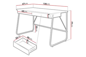 Aditiya Skrivebord 67x135 cm - Svart - Møbler - Bord - Kontorbord - Skrivebord