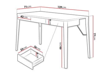 Aditiya Skrivebord 71x139 cm - Brun - Møbler - Bord - Kontorbord - Skrivebord