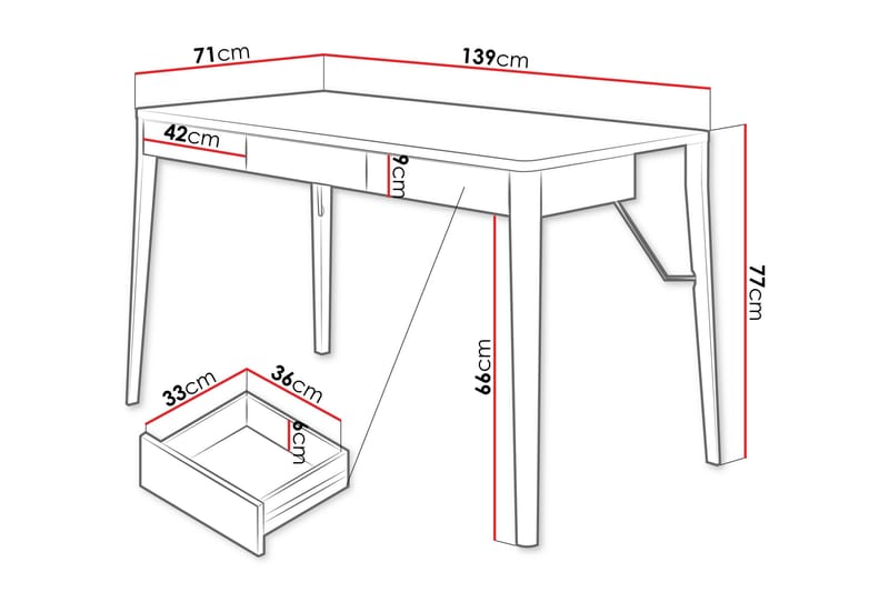 Aditiya Skrivebord 71x139 cm - Brun - Møbler - Bord - Kontorbord - Skrivebord