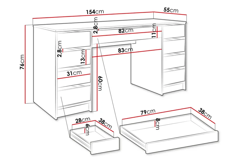 Adrash Skrivebord 55x154 cm - Beige - Møbler - Bord - Kontorbord - Skrivebord