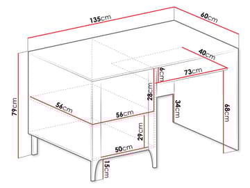 Aggarwal Skrivebord 135 cm - Møbler - Bord - Kontorbord - Skrivebord