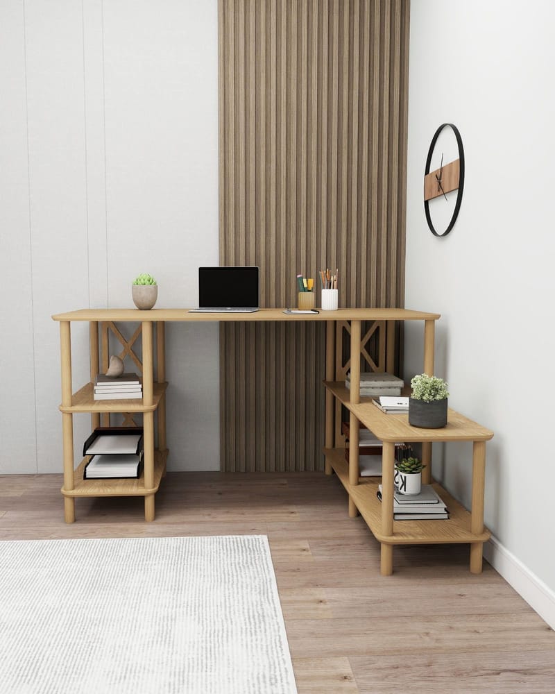 Akiliano Skrivebord 145 cm - Eik - Møbler - Bord - Kontorbord - Skrivebord