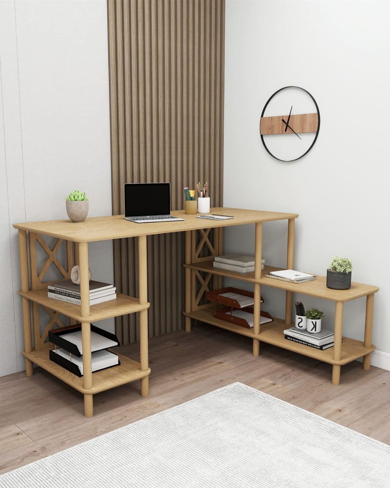 Akiliano Skrivebord 145 cm - Eik - Møbler - Bord - Kontorbord - Skrivebord